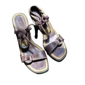Carols Shoes Women's Size 8 Vintage Brown Y2K Strappy Clog High Heels Retro